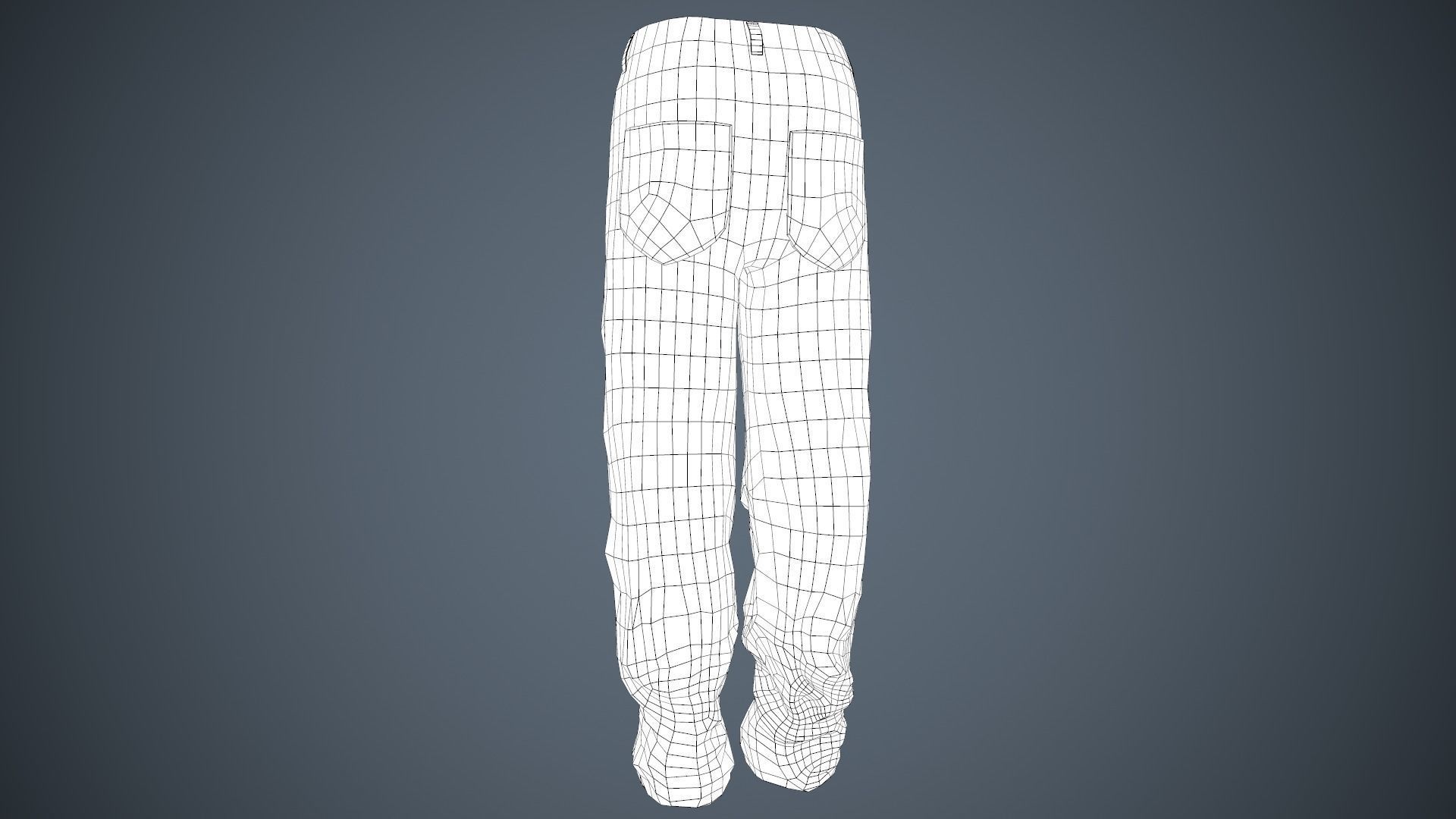 Black Baggy Jeans Pants Low-poly 3D model_27