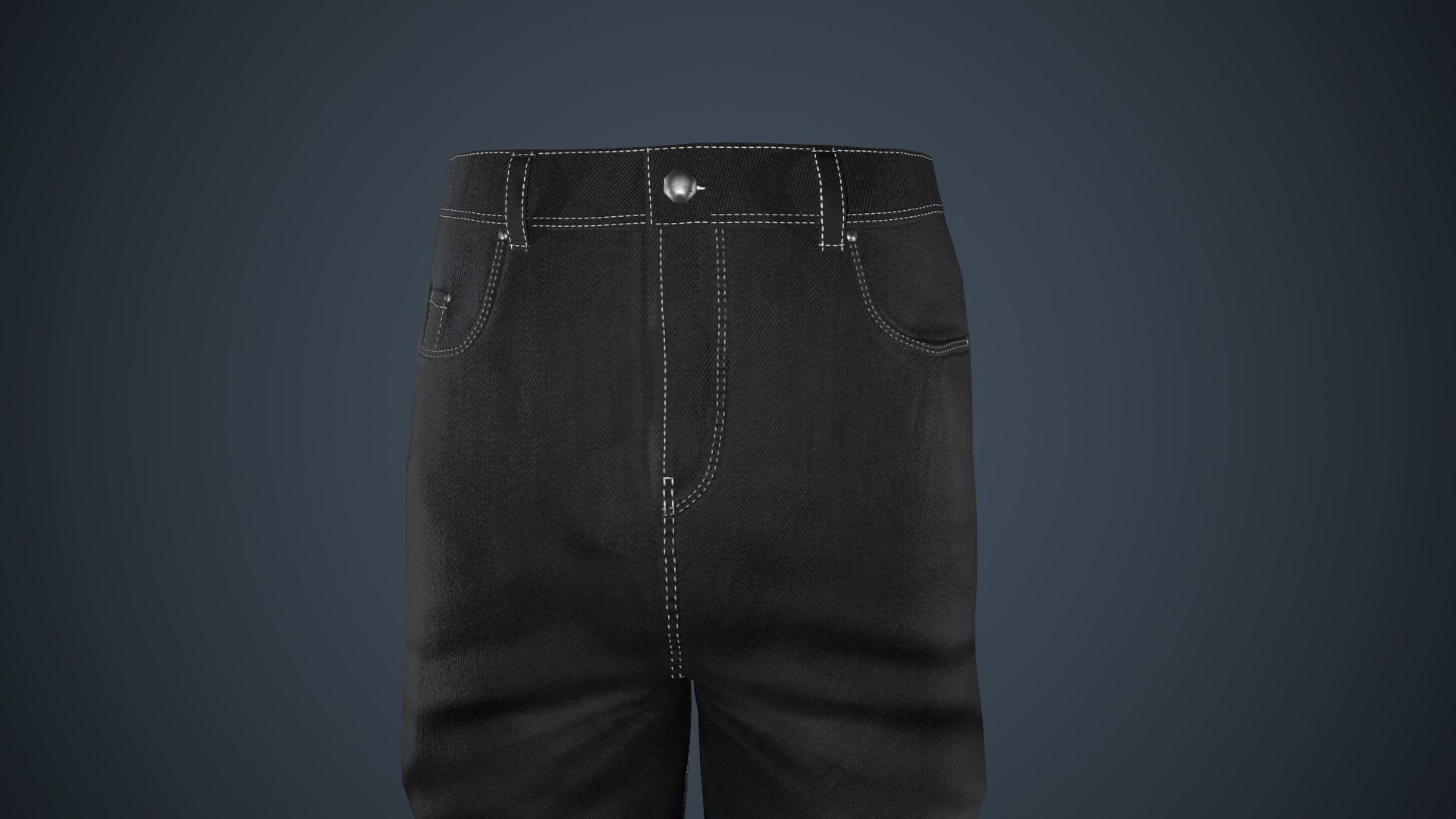 Black Baggy Jeans Pants Low-poly 3D model_7