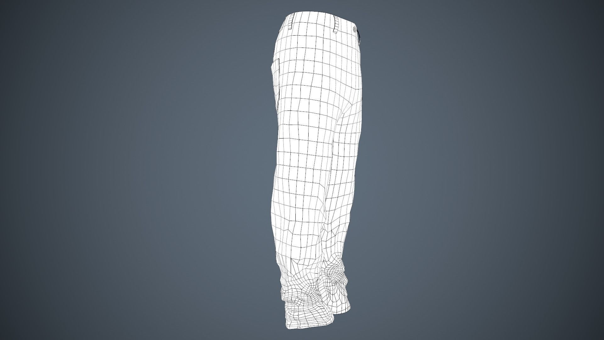 Black Baggy Jeans Pants Low-poly 3D model_25