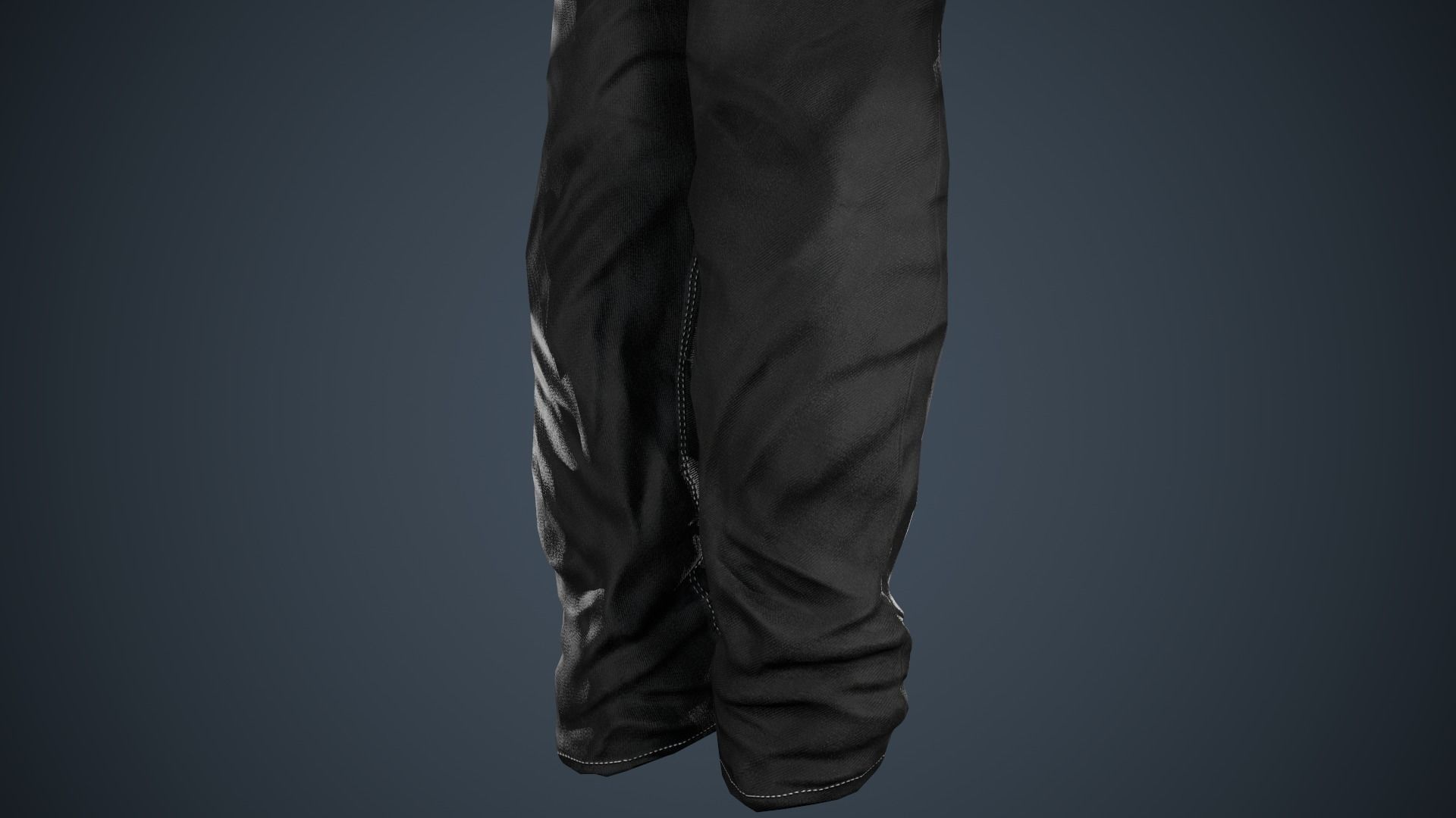 Black Baggy Jeans Pants Low-poly 3D model_19