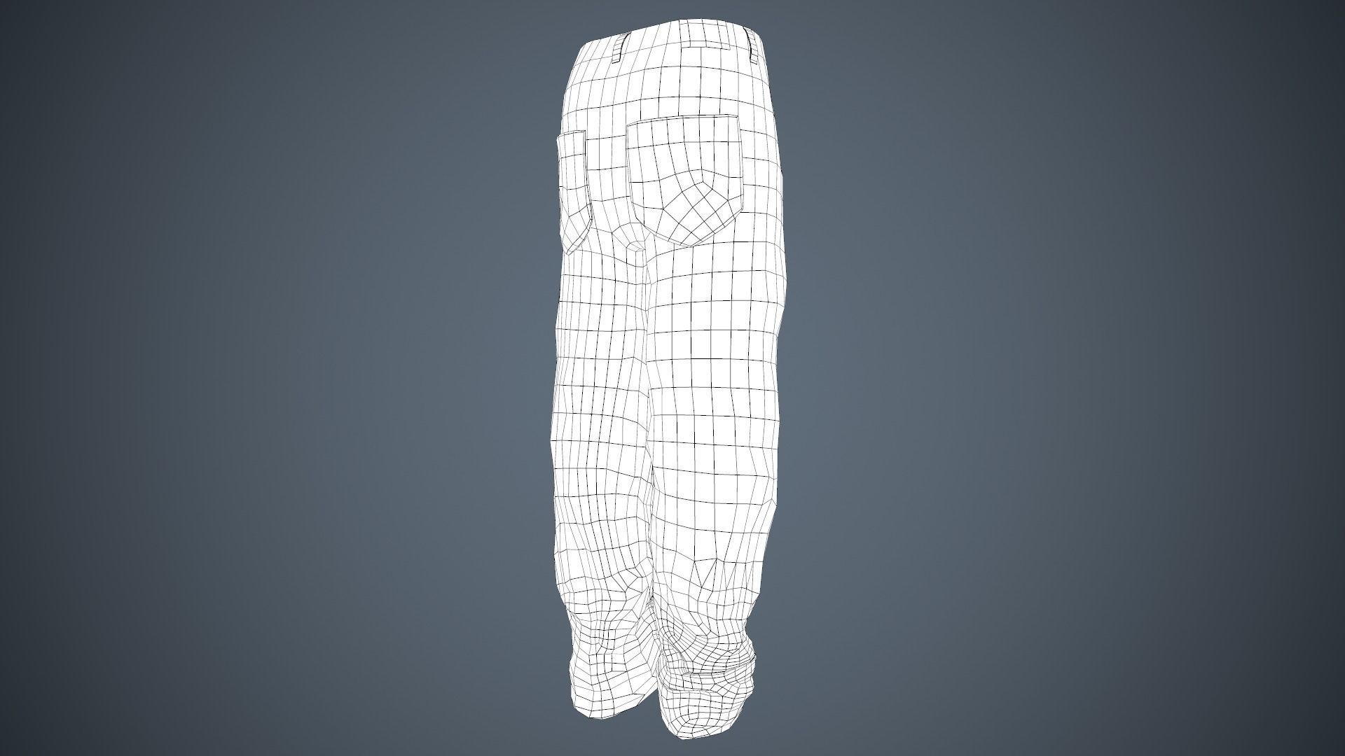 Black Baggy Jeans Pants Low-poly 3D model_26