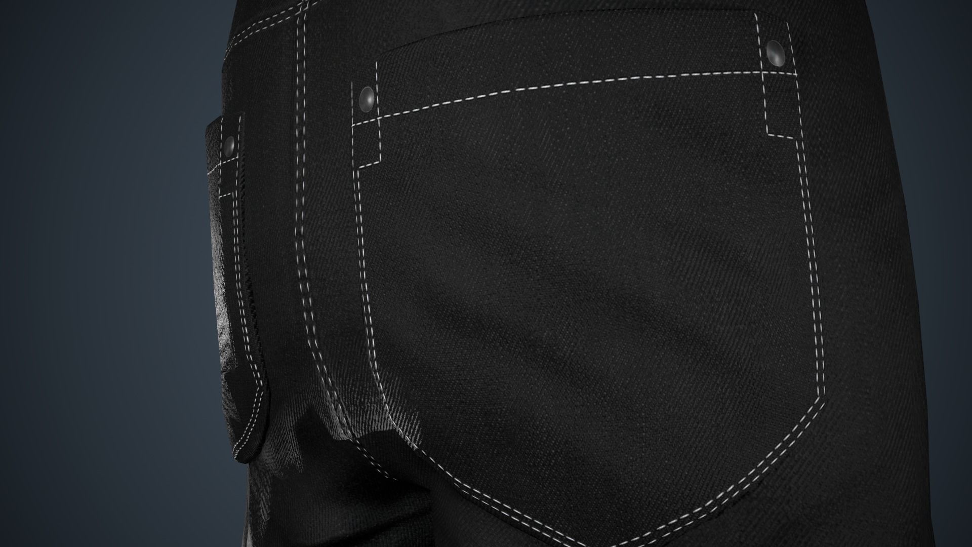 Black Baggy Jeans Pants Low-poly 3D model_21