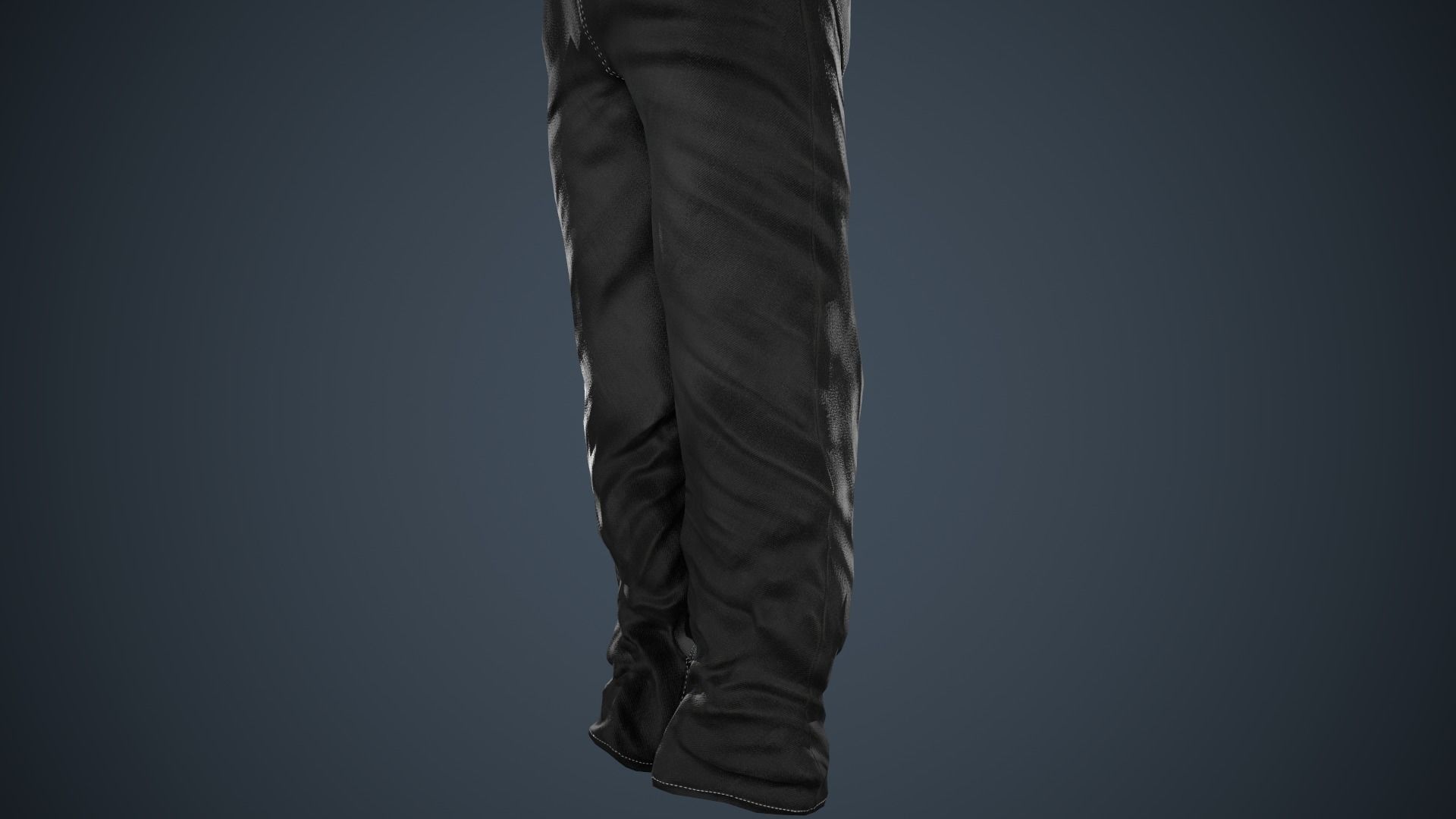Black Baggy Jeans Pants Low-poly 3D model_14