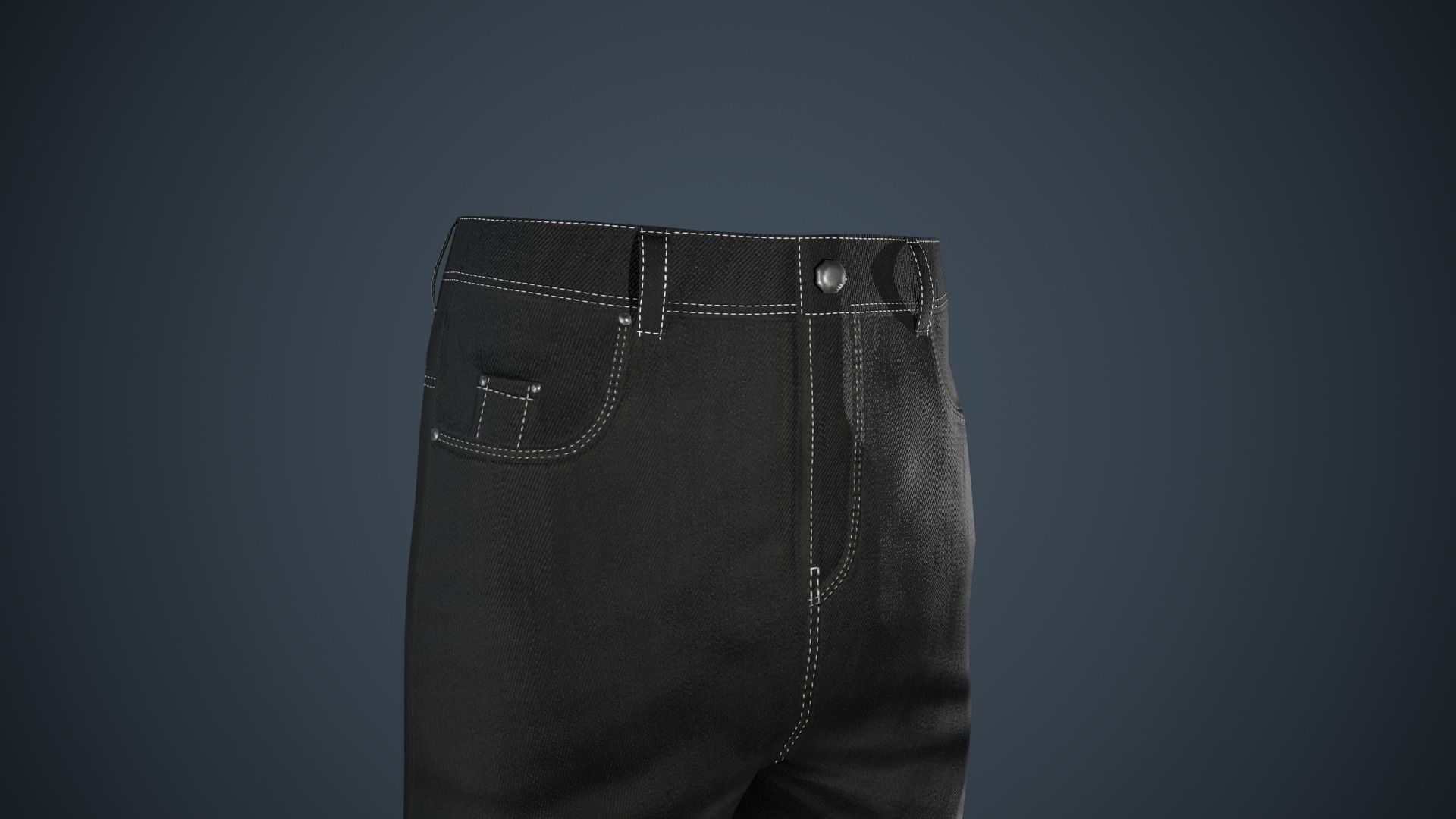 Black Baggy Jeans Pants Low-poly 3D model_8