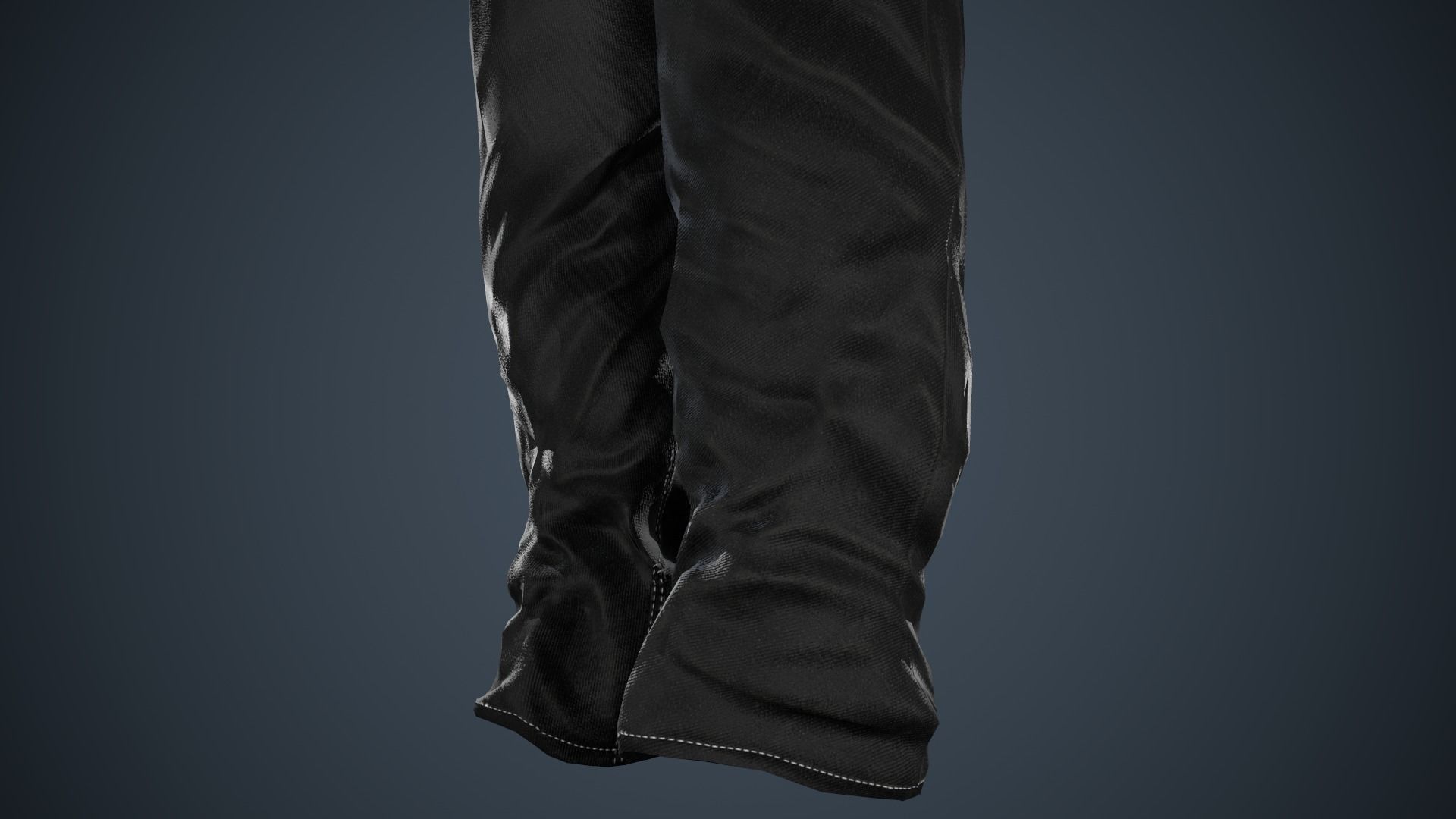 Black Baggy Jeans Pants Low-poly 3D model_15