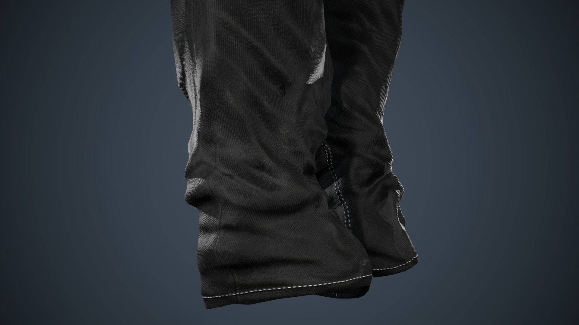Black Baggy Jeans Pants Low-poly 3D model_16