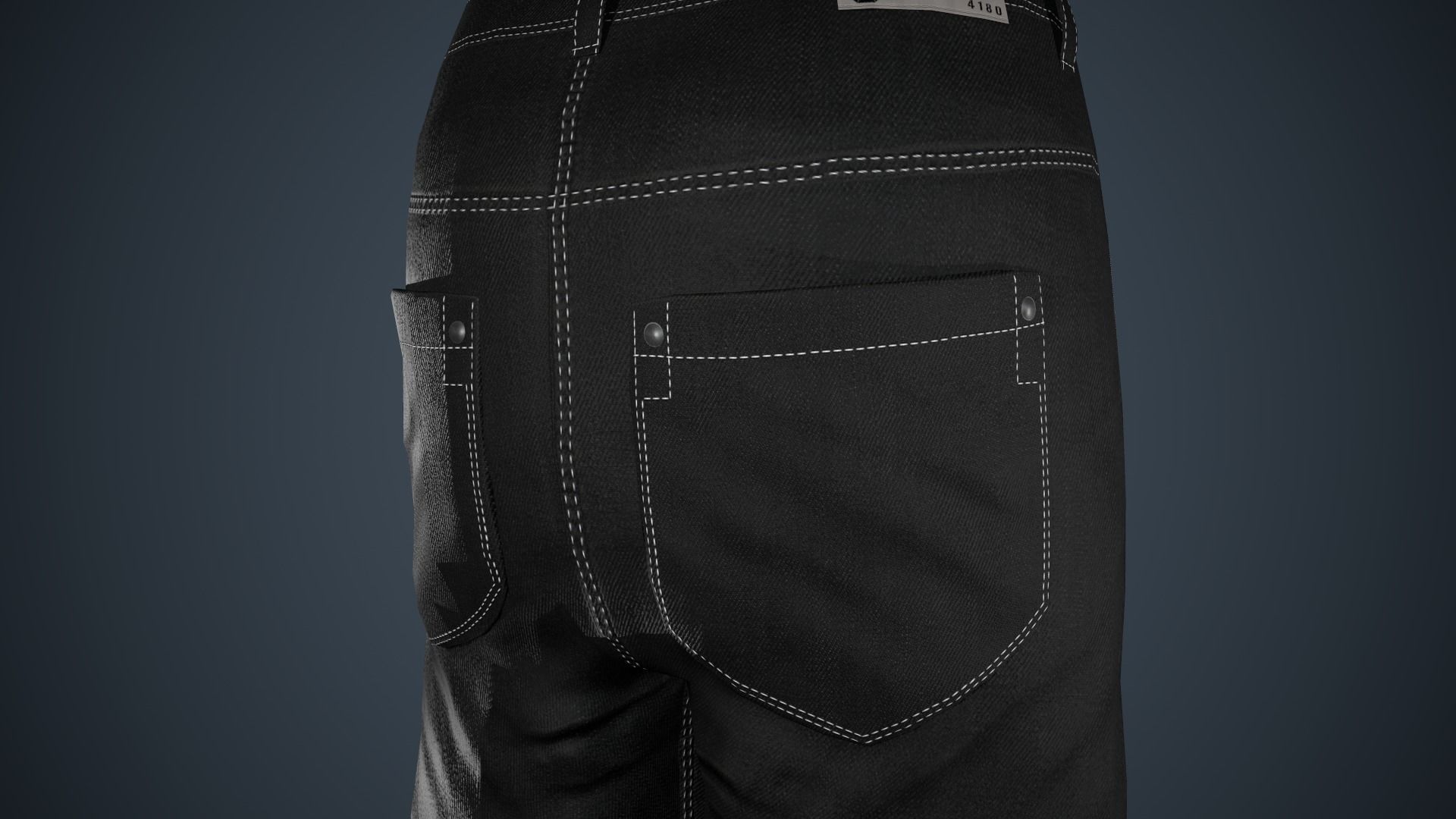 Black Baggy Jeans Pants Low-poly 3D model_12