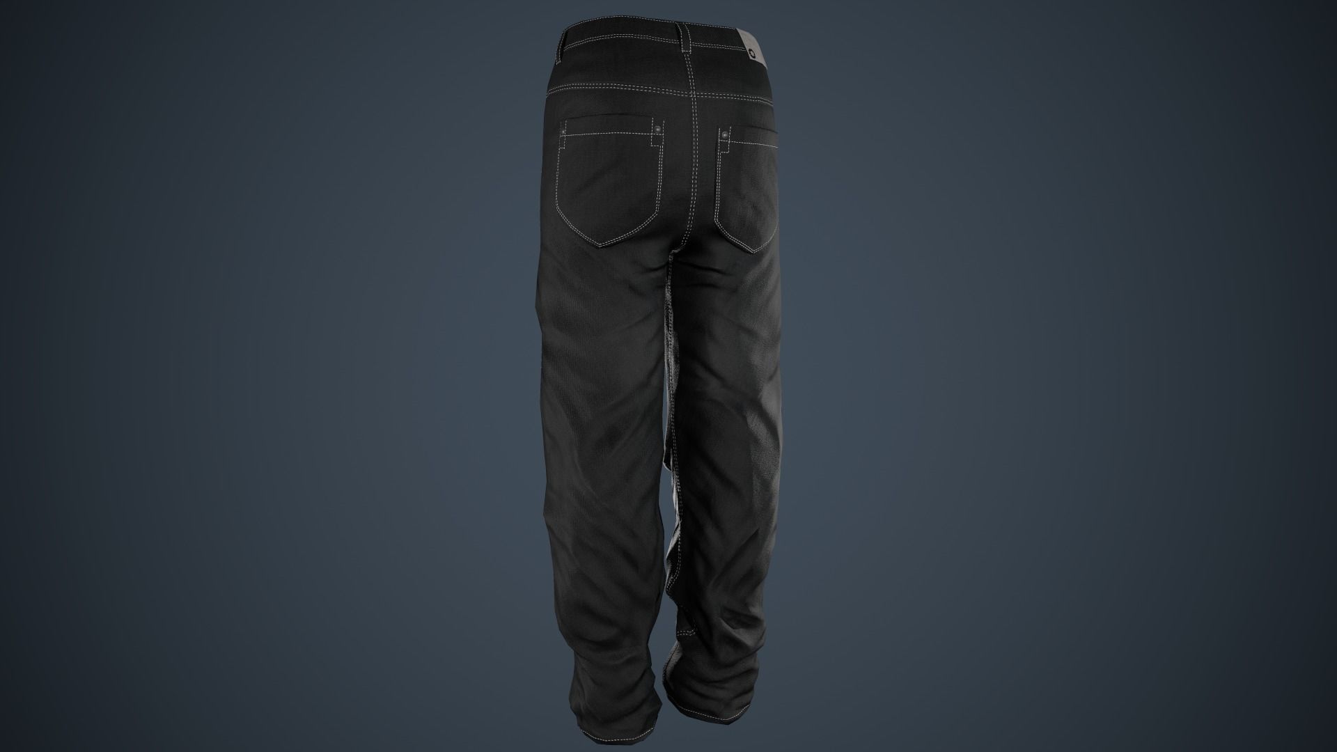 Black Baggy Jeans Pants Low-poly 3D model_4