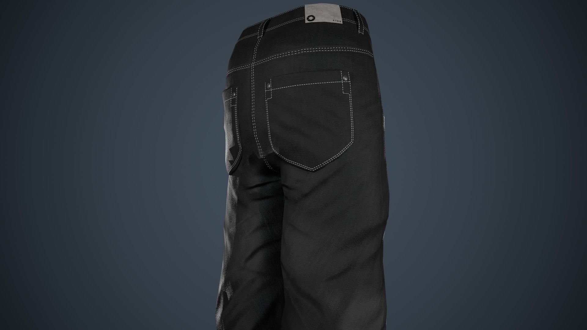 Black Baggy Jeans Pants Low-poly 3D model_20