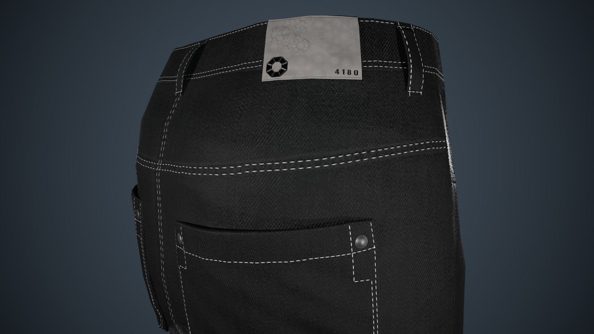 Black Baggy Jeans Pants Low-poly 3D model_10