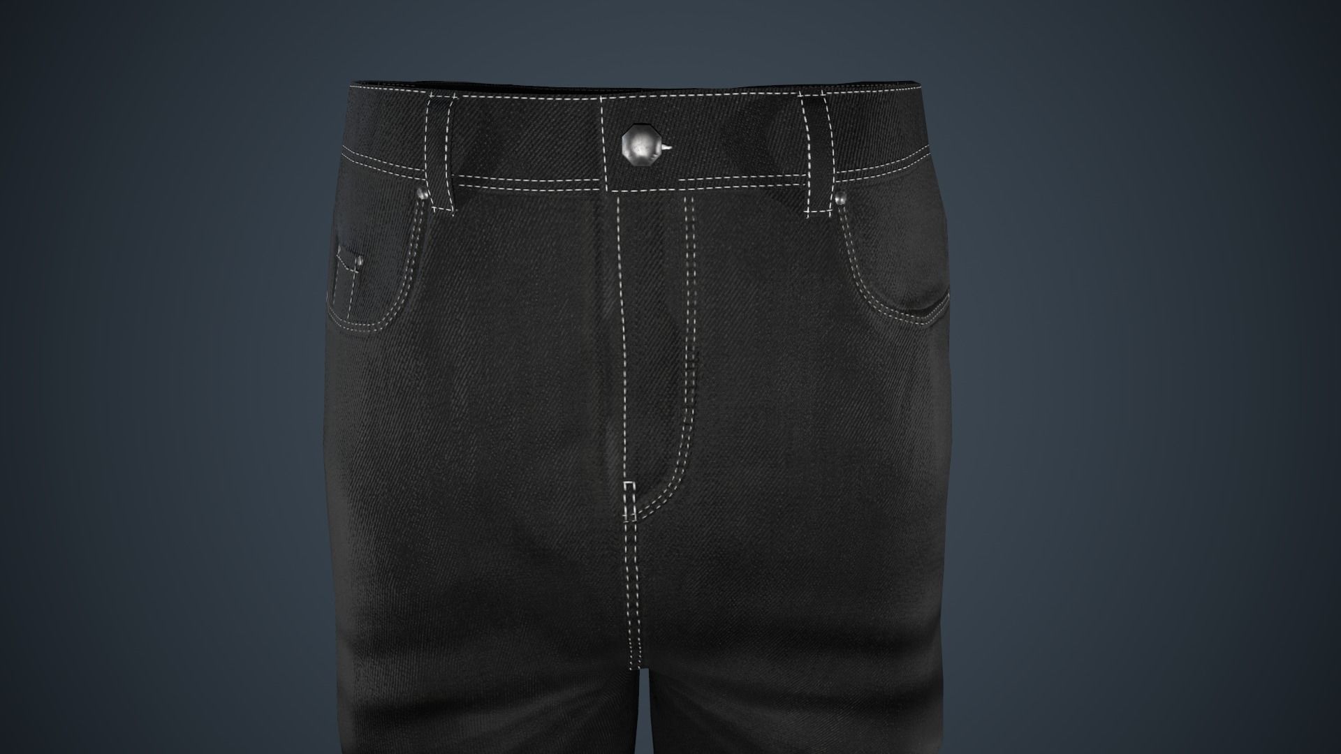 Black Baggy Jeans Pants Low-poly 3D model_22