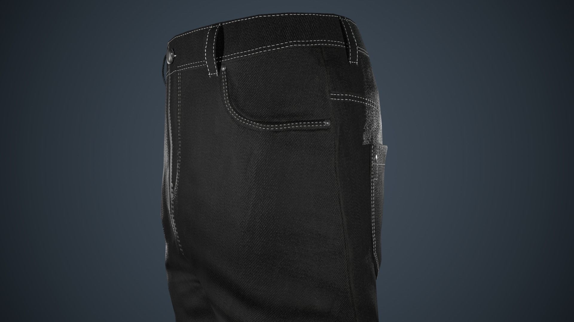 Black Baggy Jeans Pants Low-poly 3D model_13
