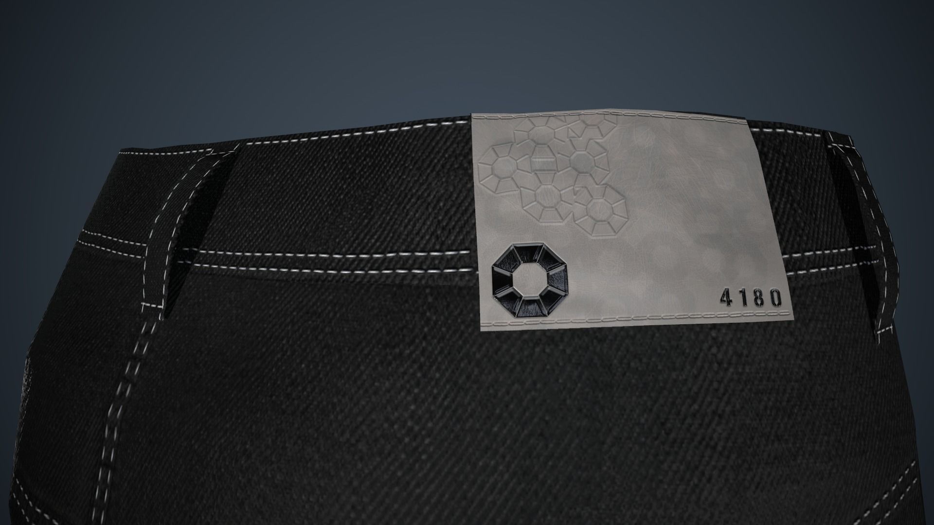 Black Baggy Jeans Pants Low-poly 3D model_11