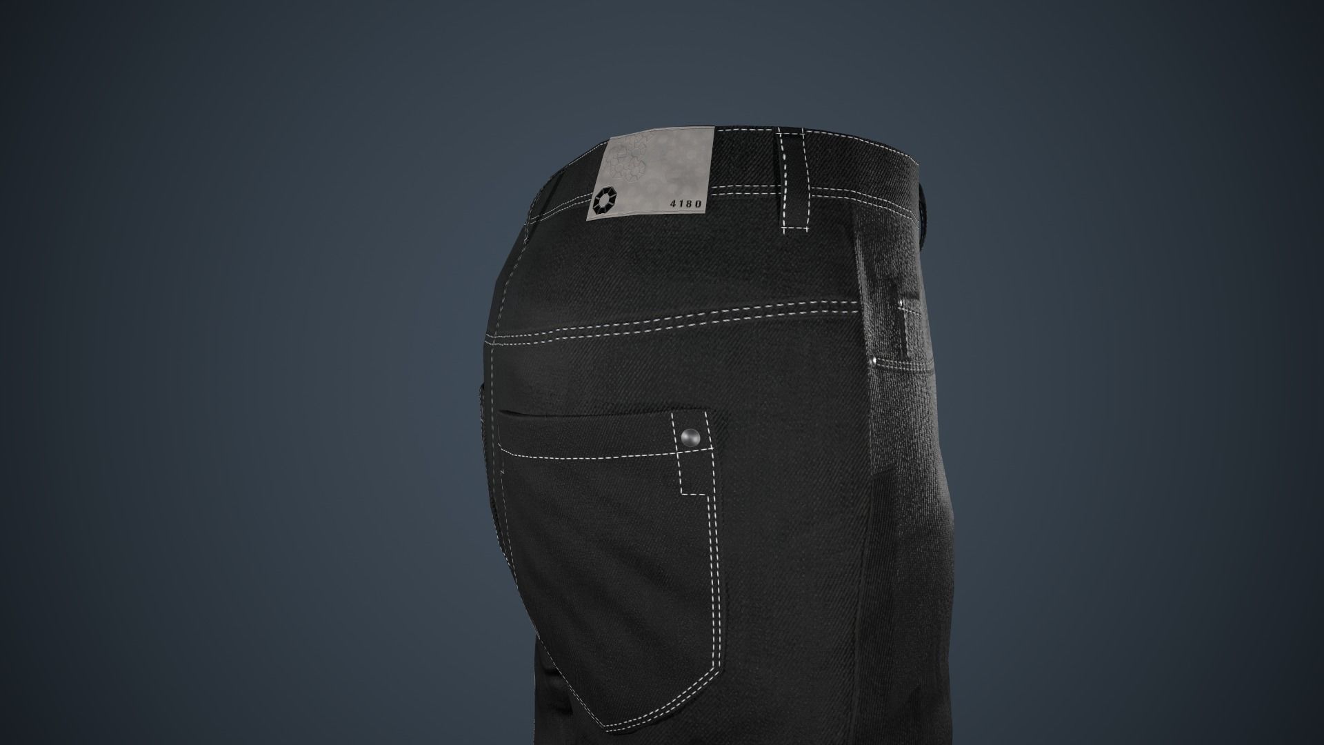 Black Baggy Jeans Pants Low-poly 3D model_9