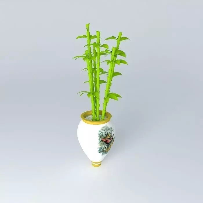 vase with bamboo decoration Free 3D model