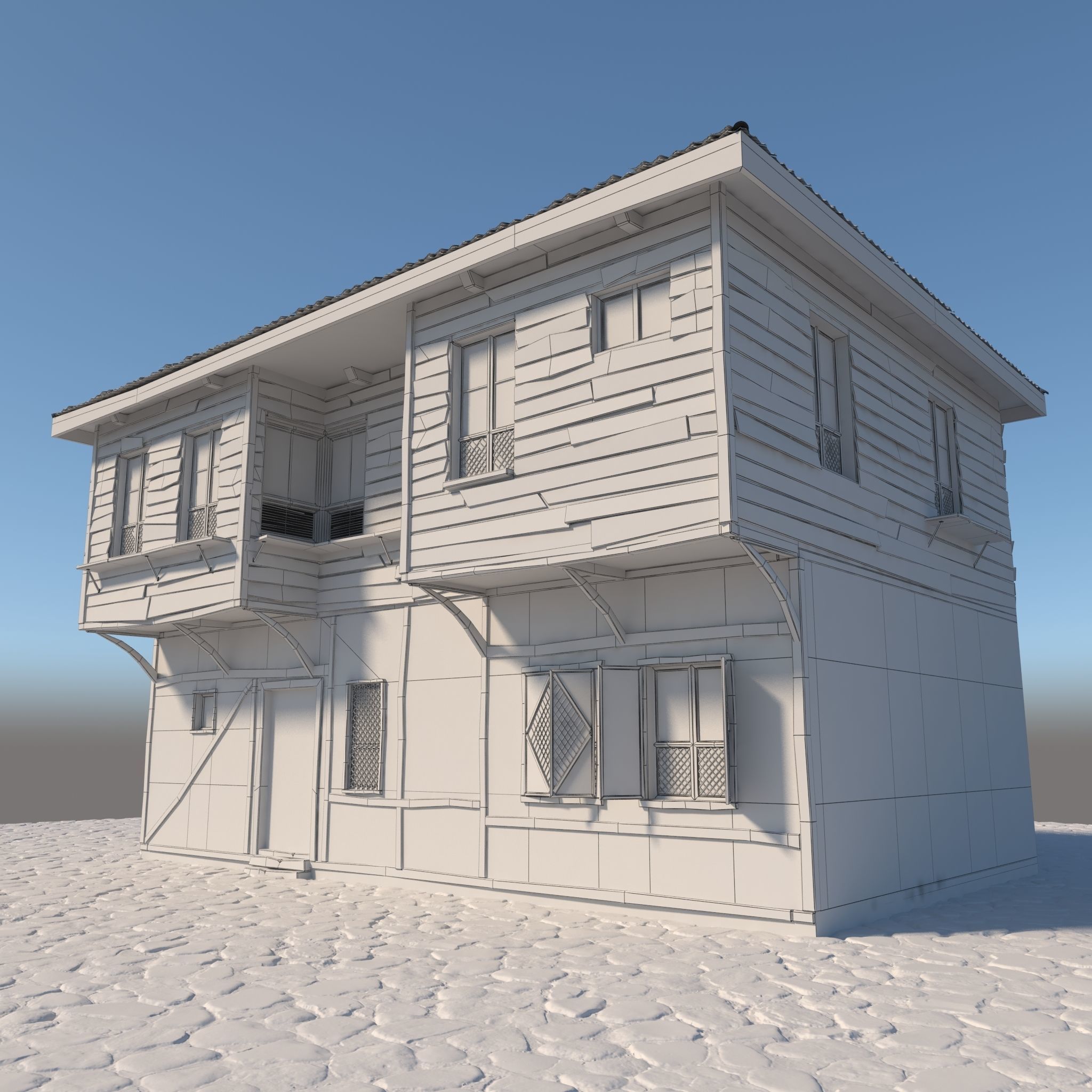 Old Wooden House 3D model_3