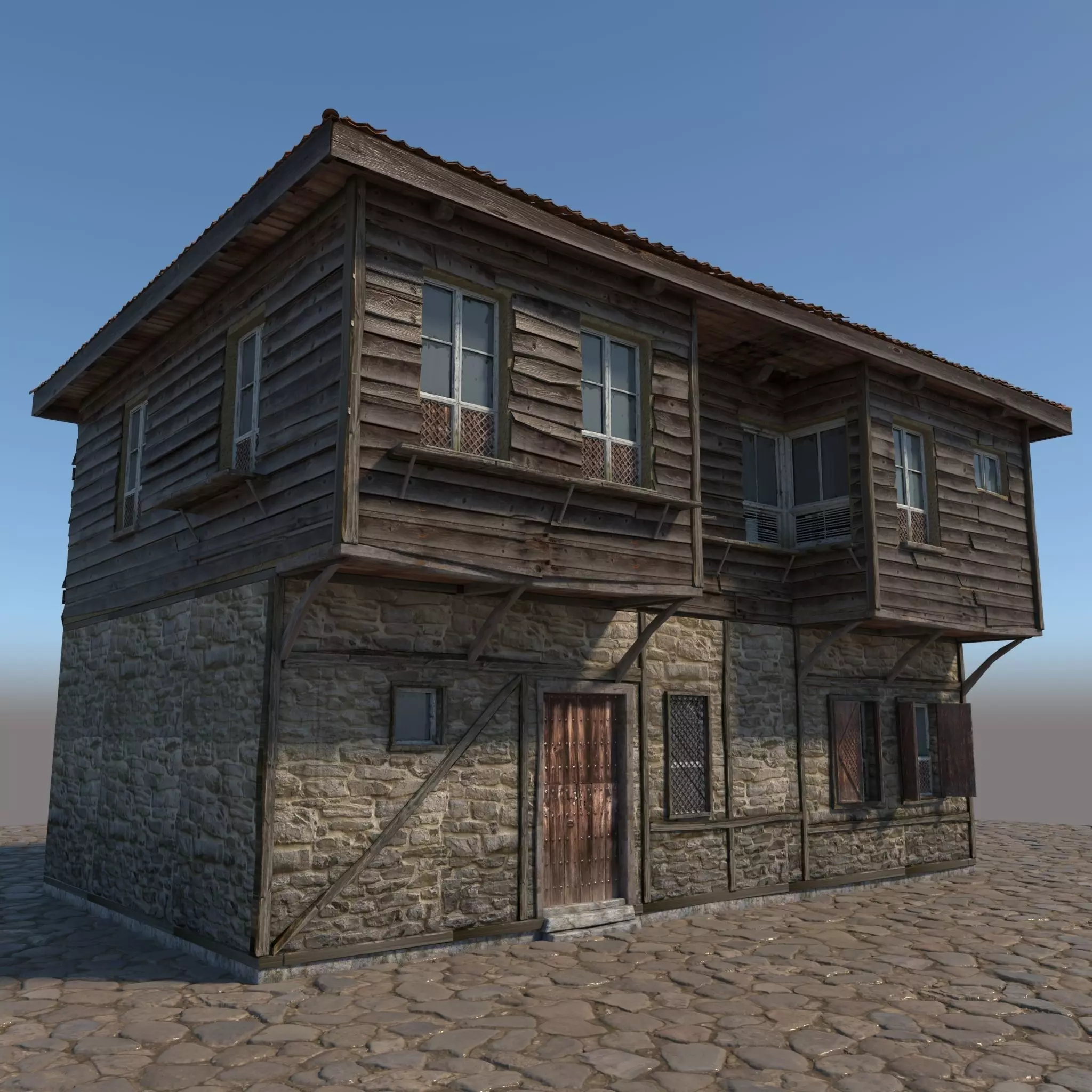 Old Wooden House 3D model_0