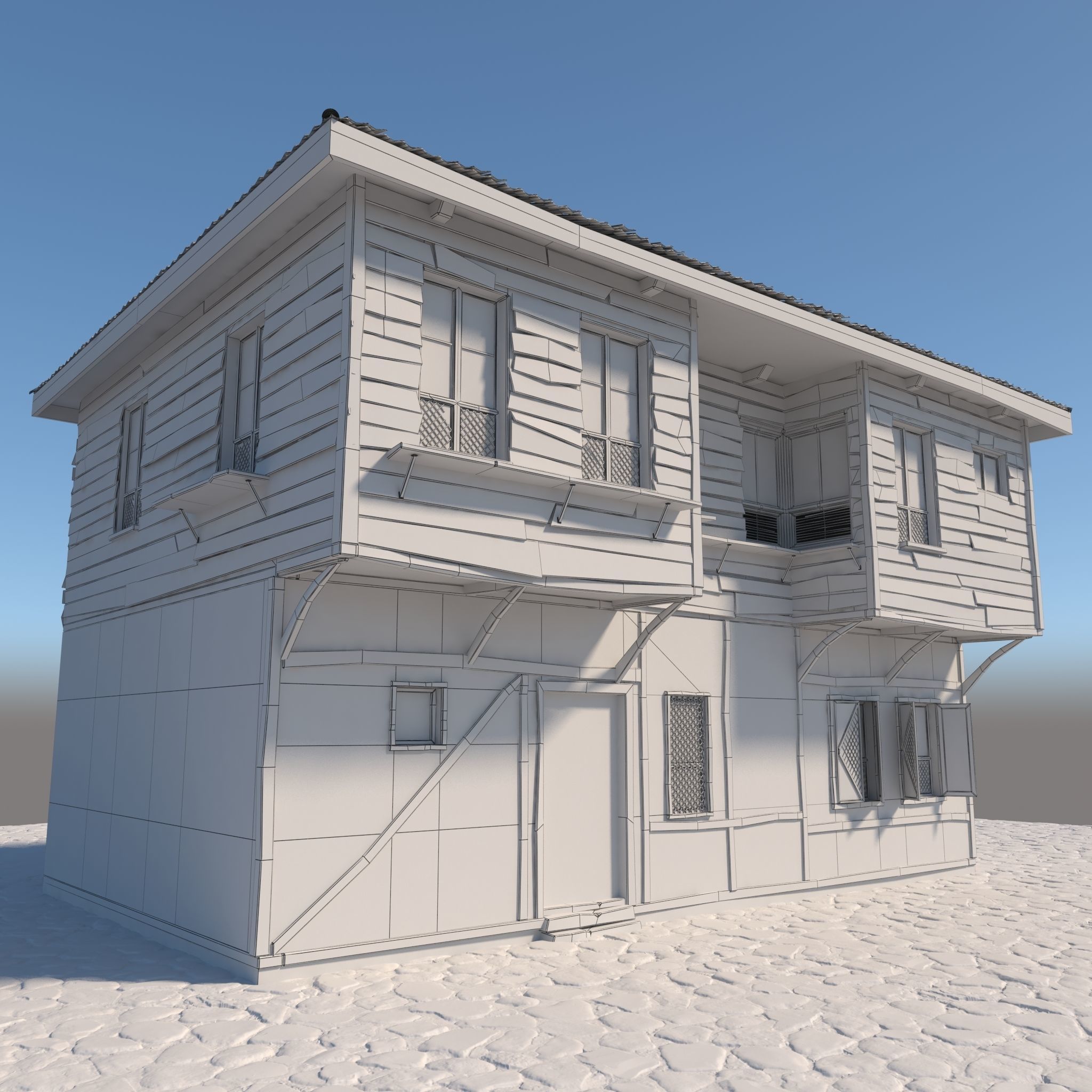 Old Wooden House 3D model_1