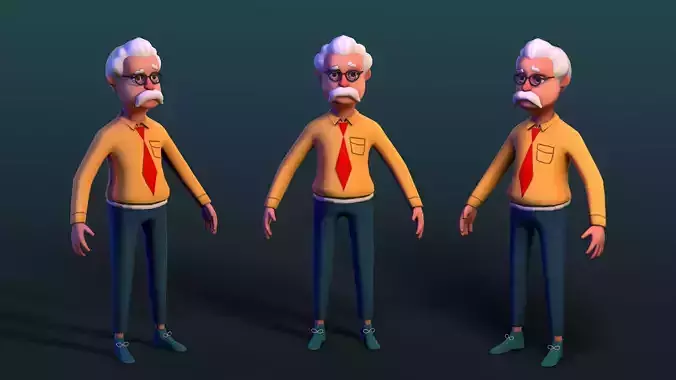 cartoon simple lowpoly game character Professor