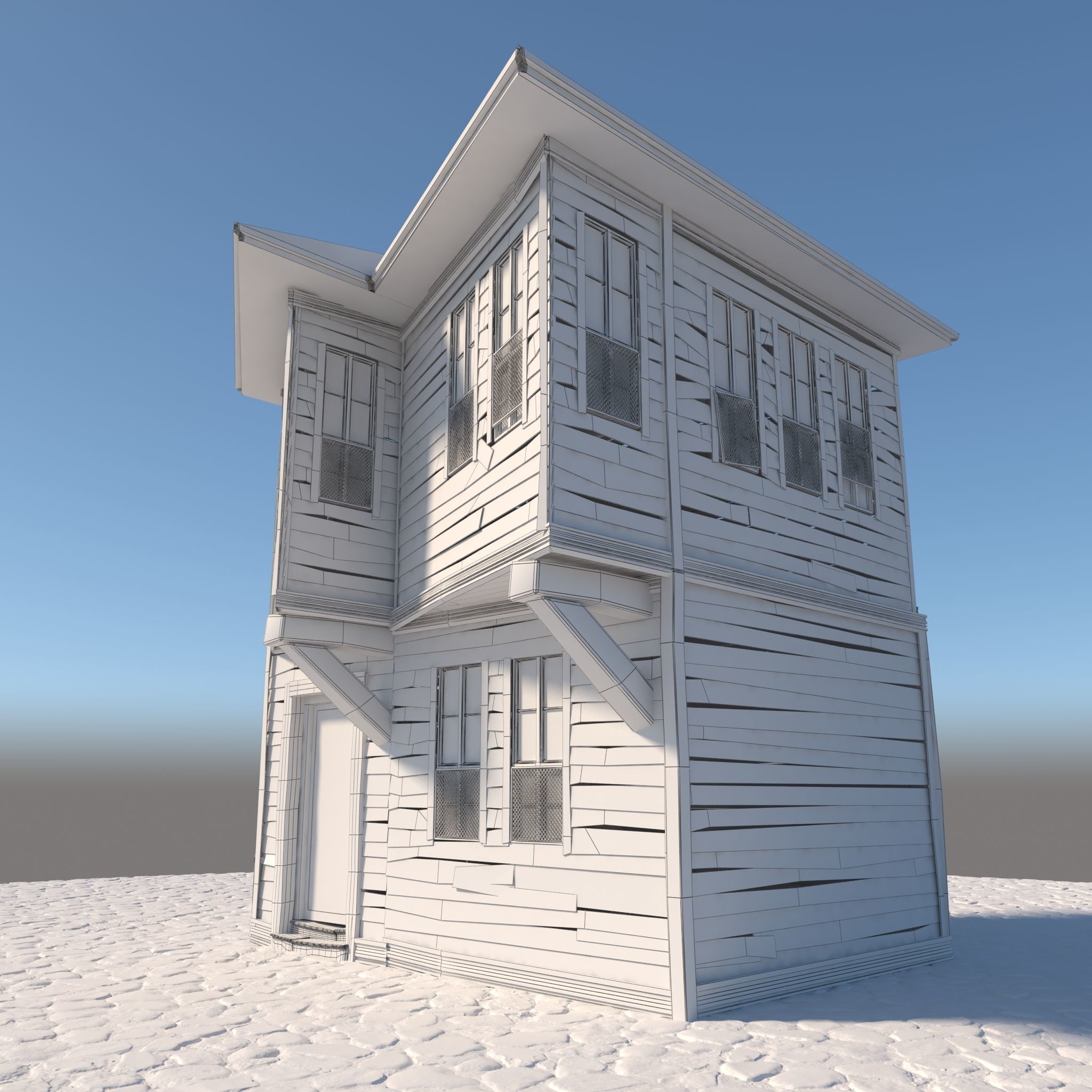 Old Wooden House 3D model_3