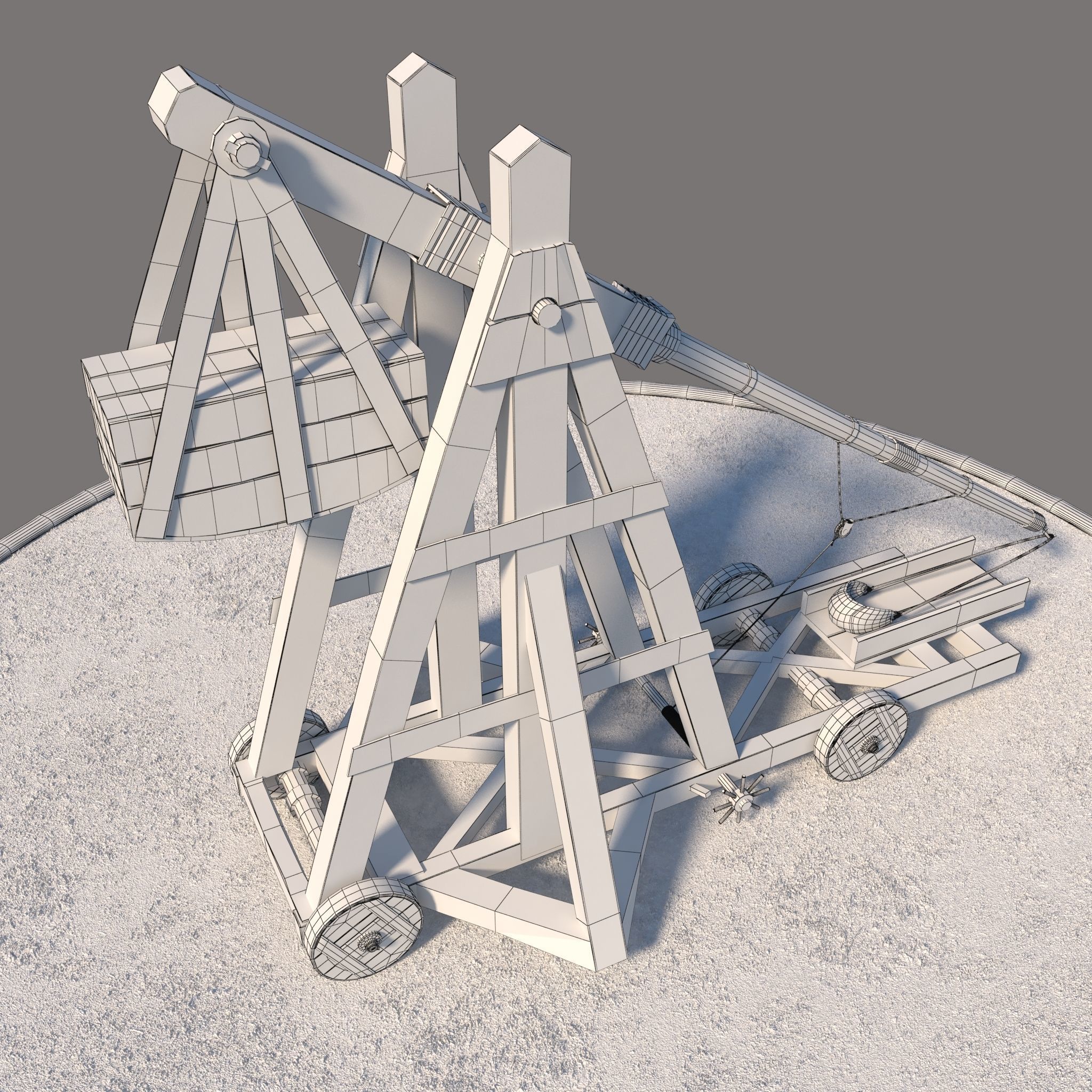Medieval Catapult 3D model_5