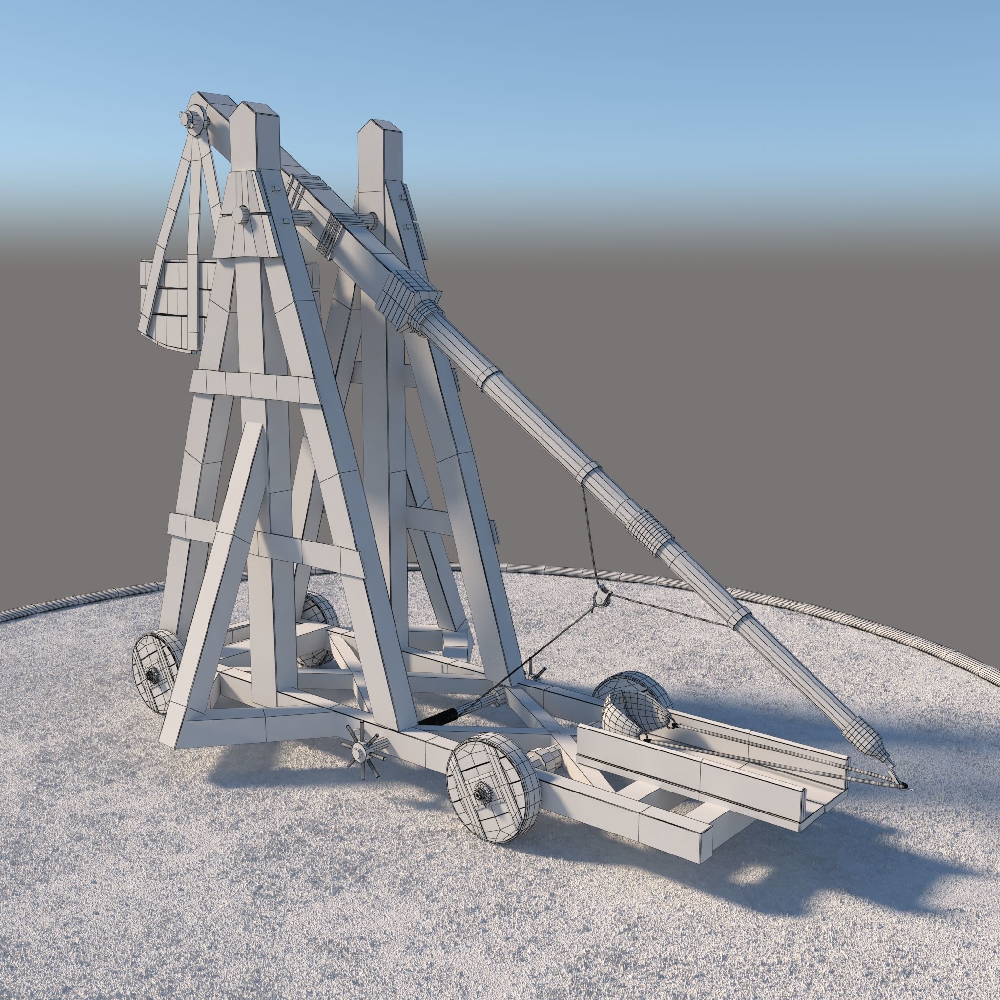 Medieval Catapult 3D model_3