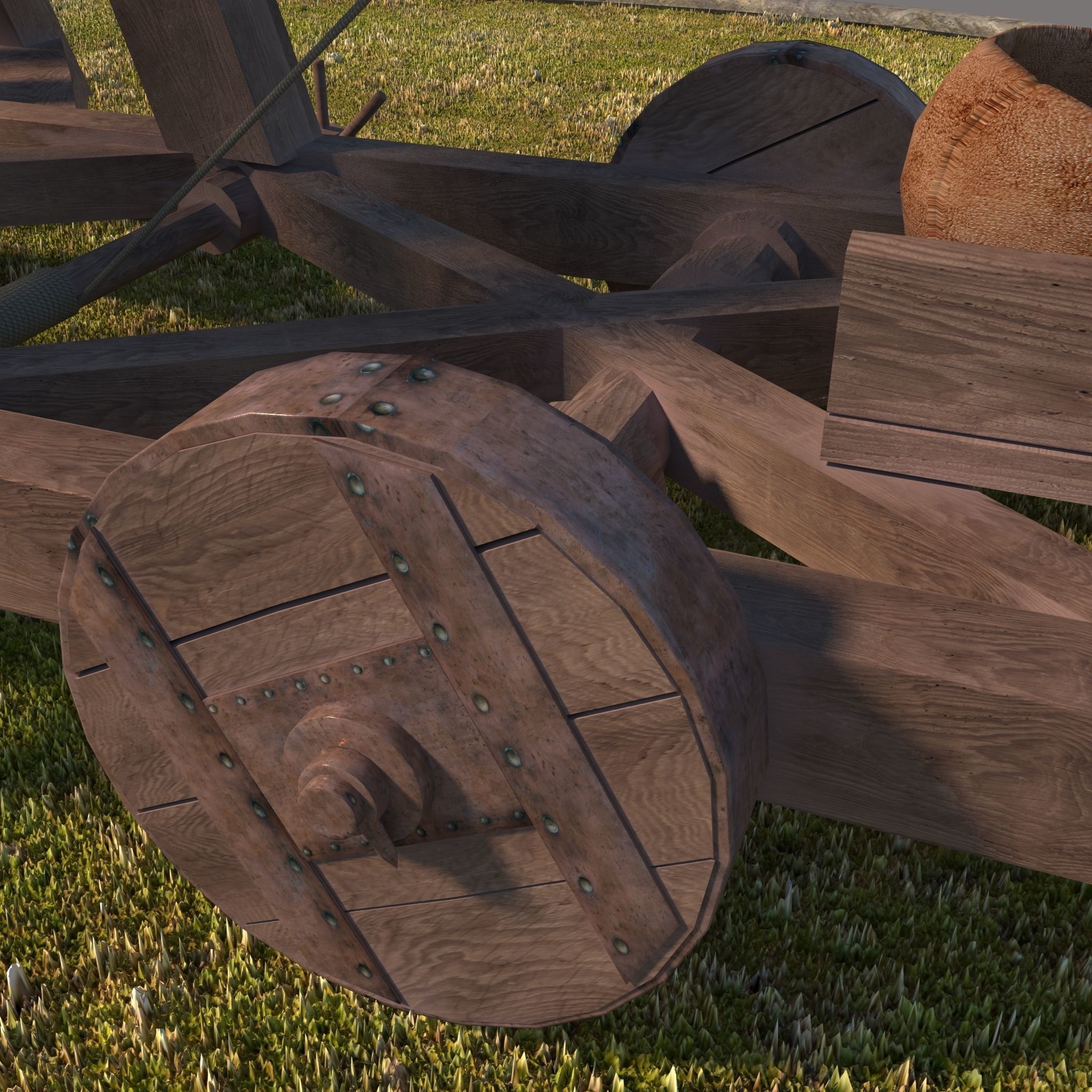 Medieval Catapult 3D model_14