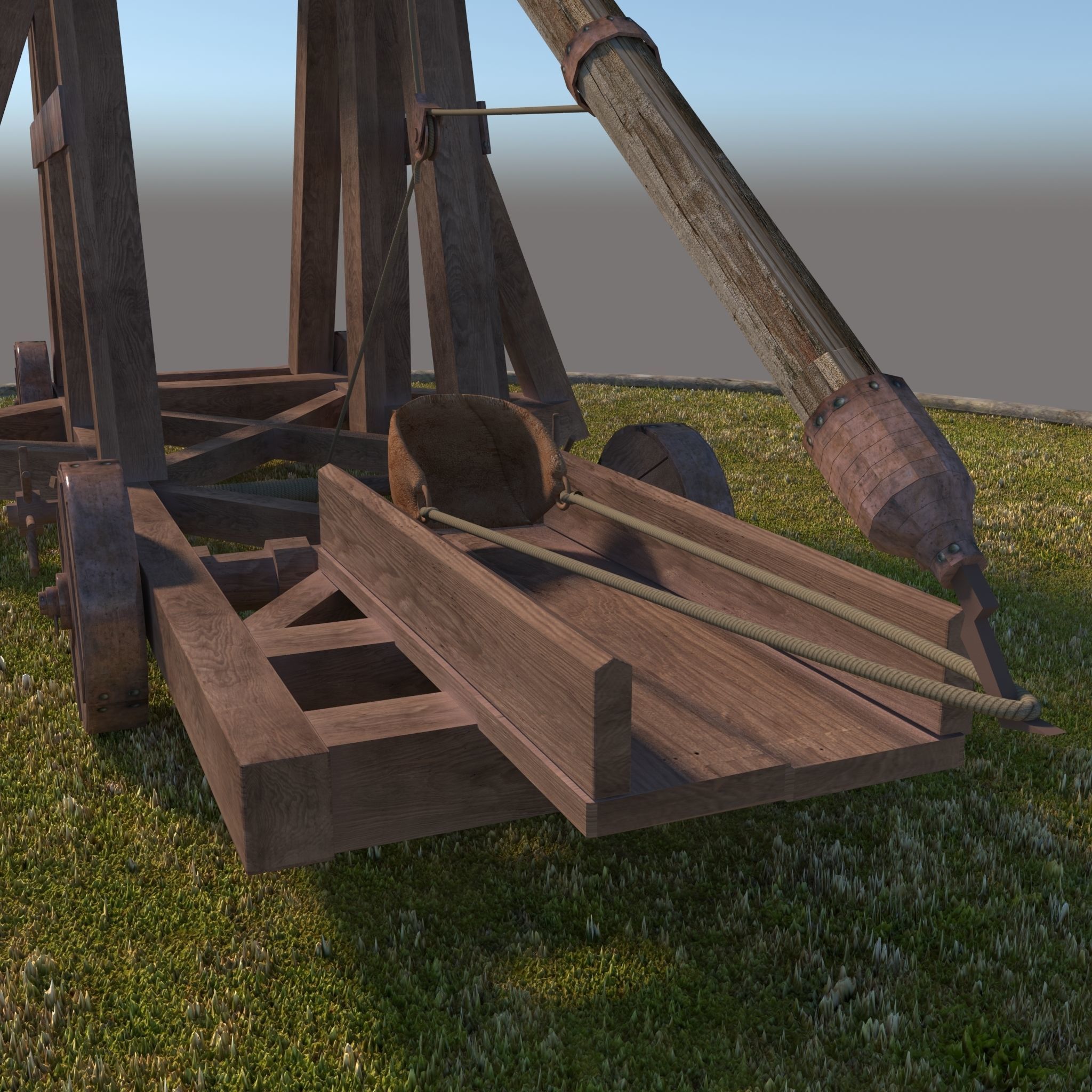 Medieval Catapult 3D model_12