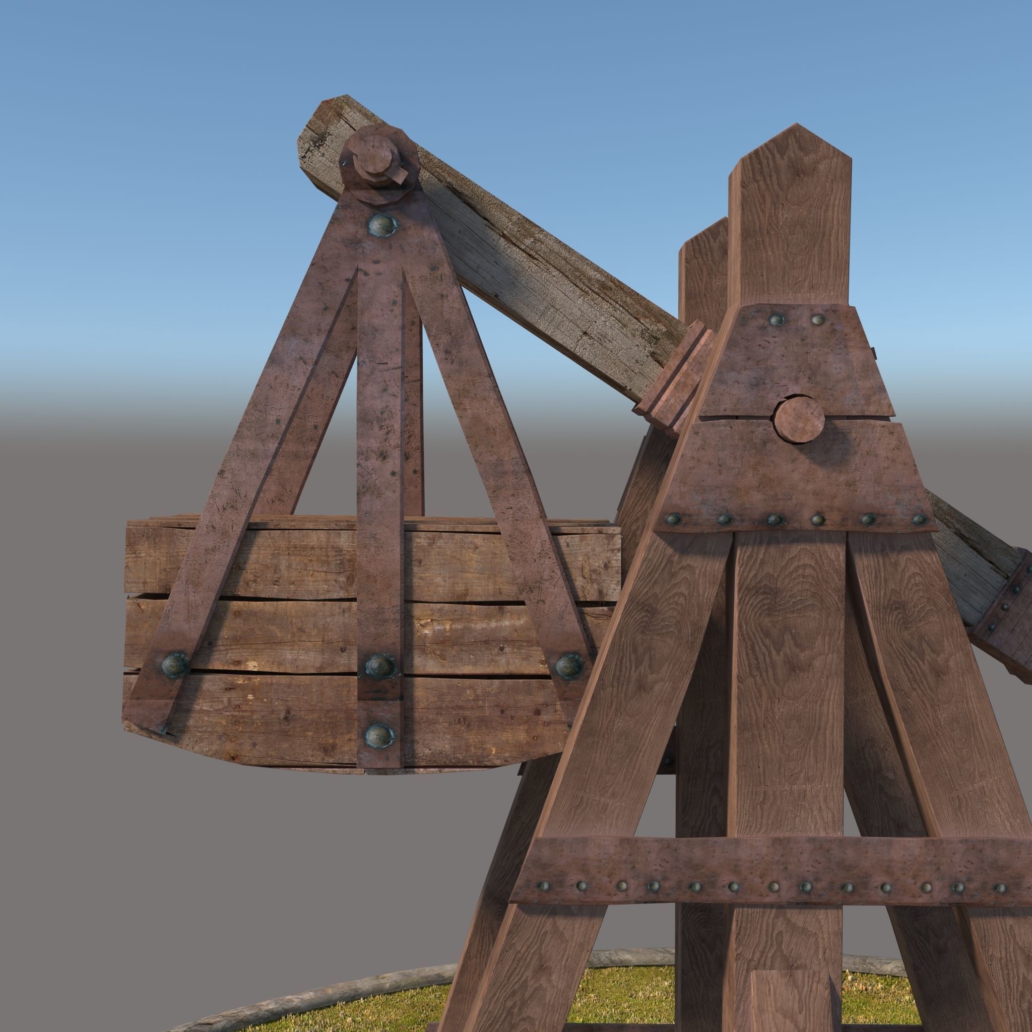 Medieval Catapult 3D model_8