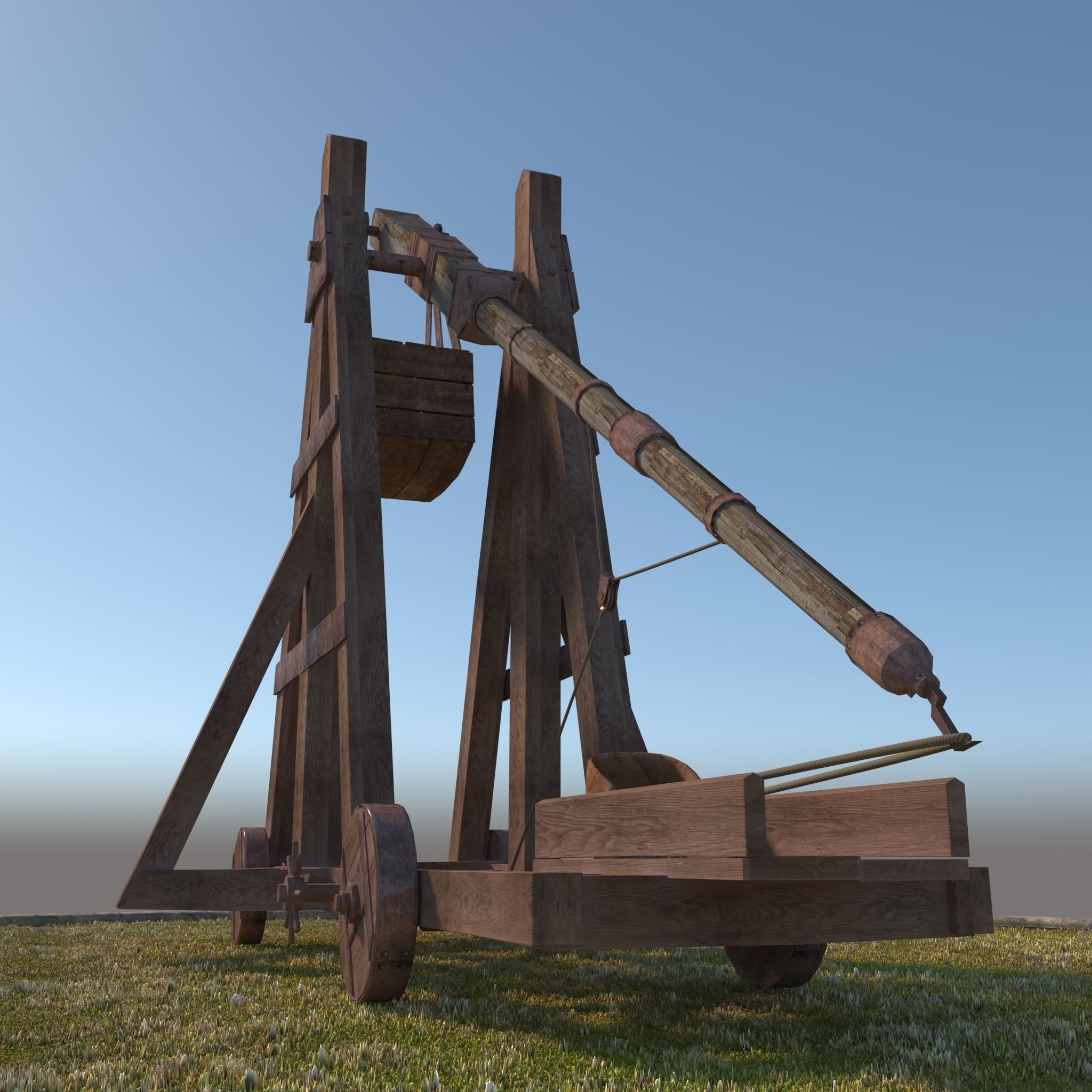 Medieval Catapult 3D model_16