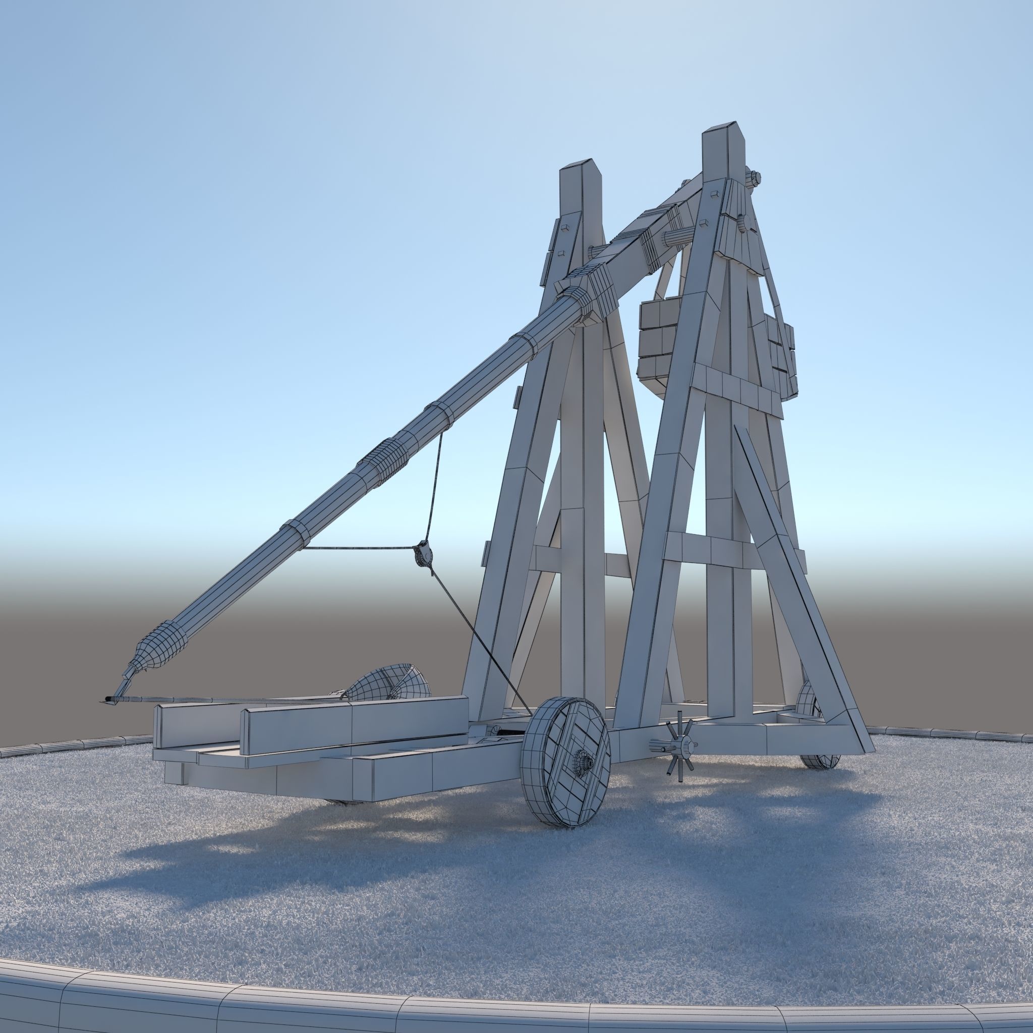 Medieval Catapult 3D model_7