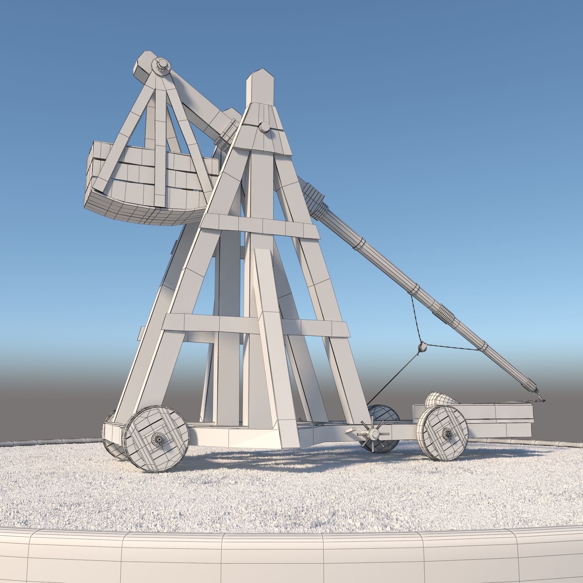 Medieval Catapult 3D model_1