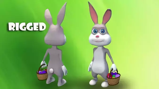 cartoon easter bunny Low-poly 3D model