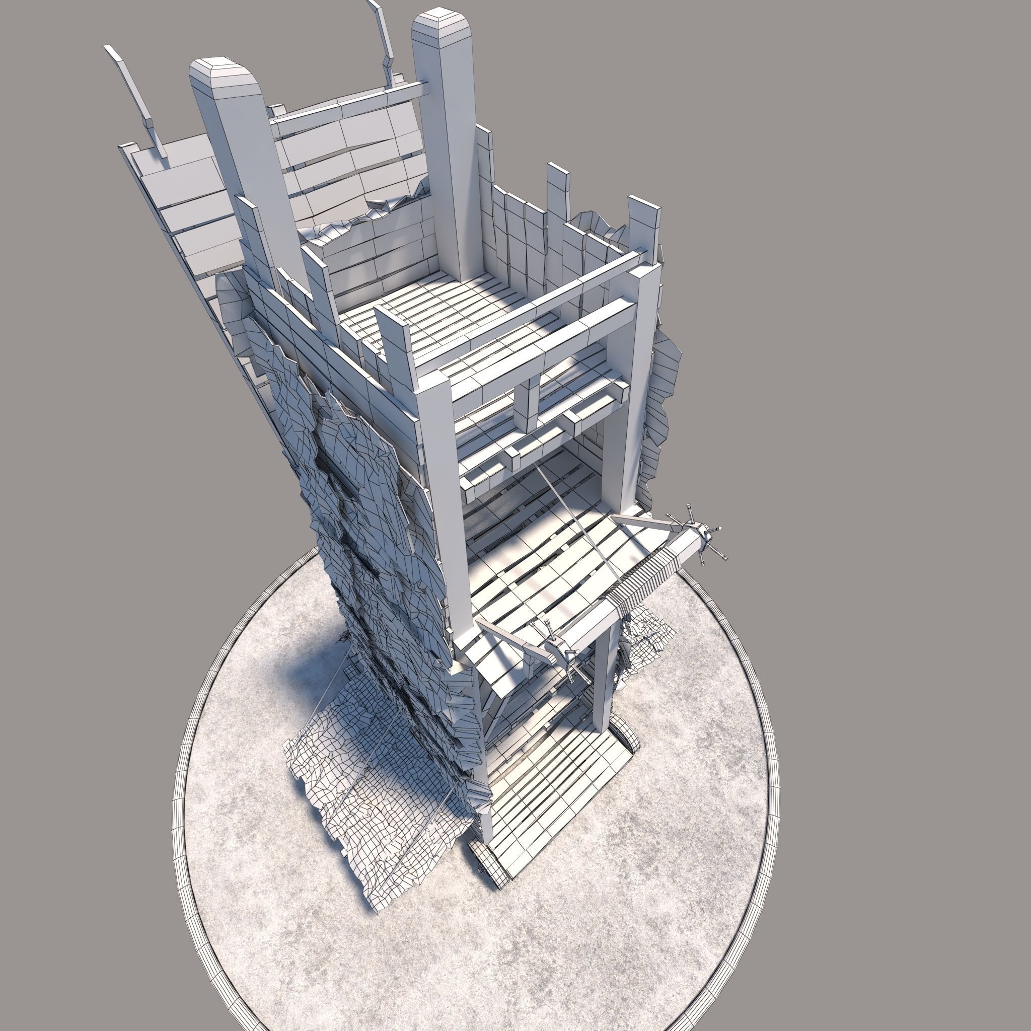 Medieval Siege Tower 3D model_9