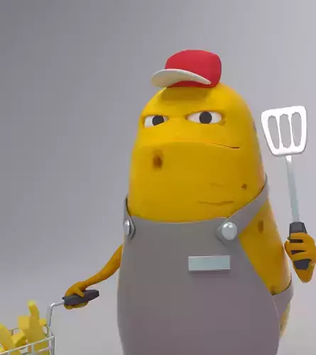 Potato McFood cartoon character 3D model