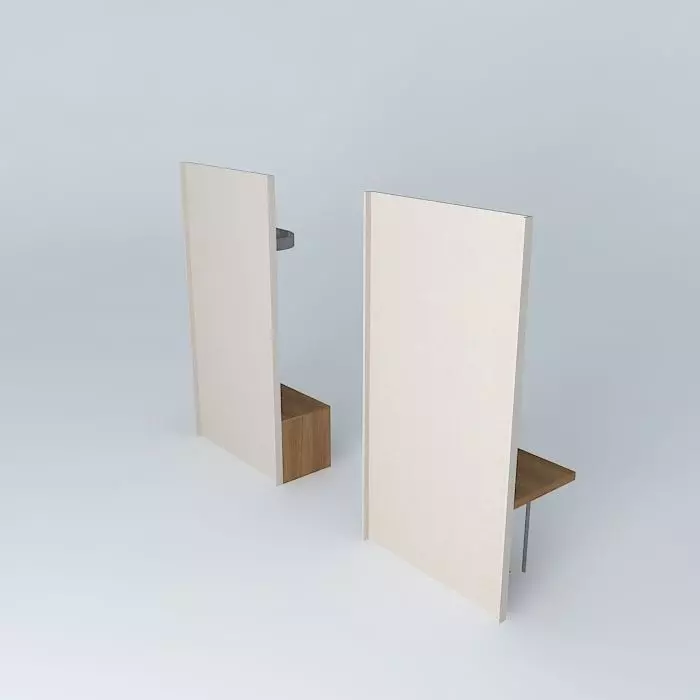 Furniture bathroom with two doors and wooden bench Free 3D model_0