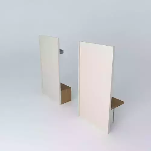 Furniture bathroom with two doors and wooden bench