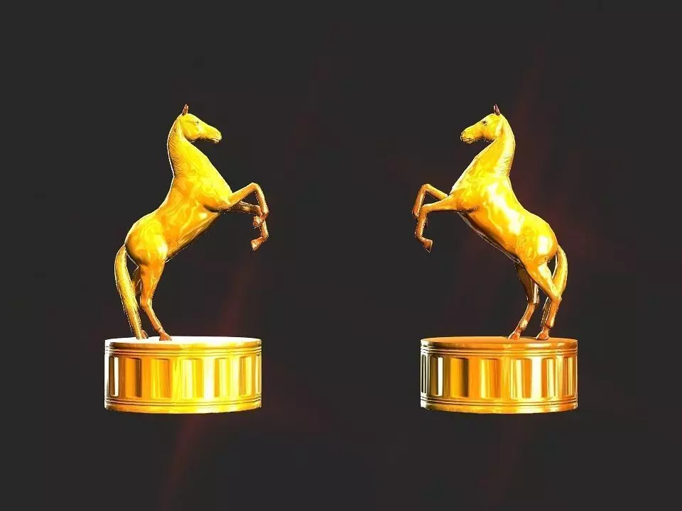 Golden horse figure Low-poly 3D model