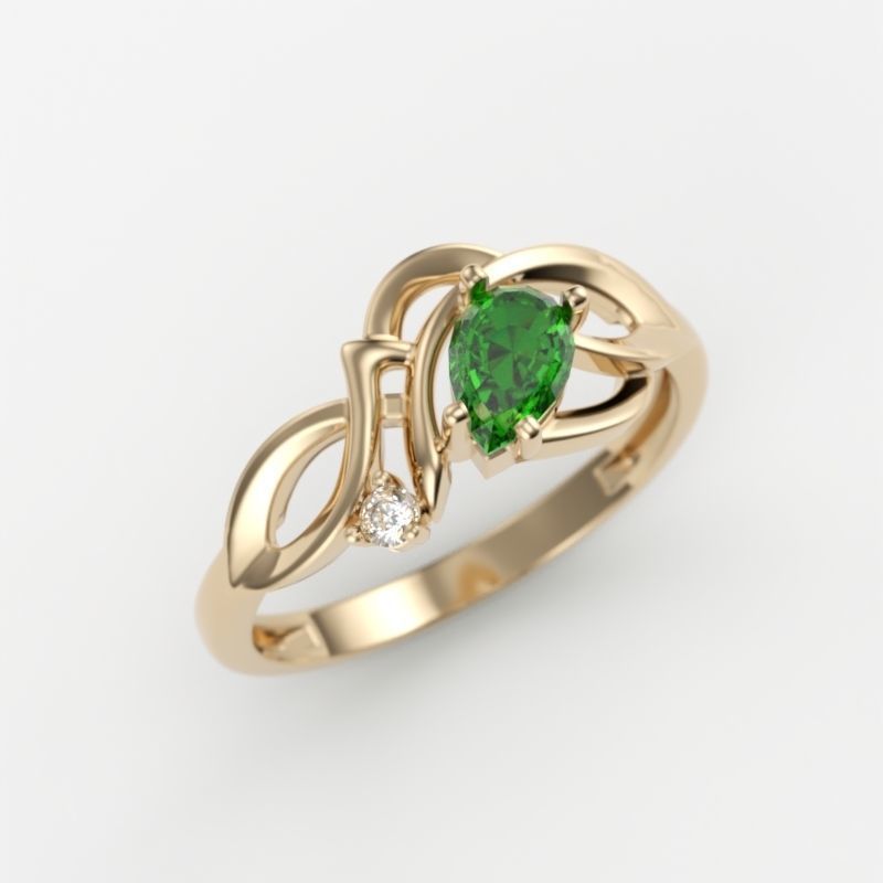 Design Women ring with gems 3dm stl 3D print model 3D print model_13