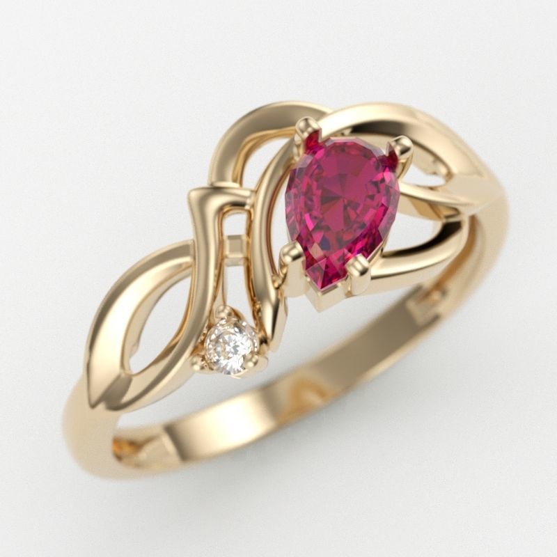 Design Women ring with gems 3dm stl 3D print model 3D print model_2