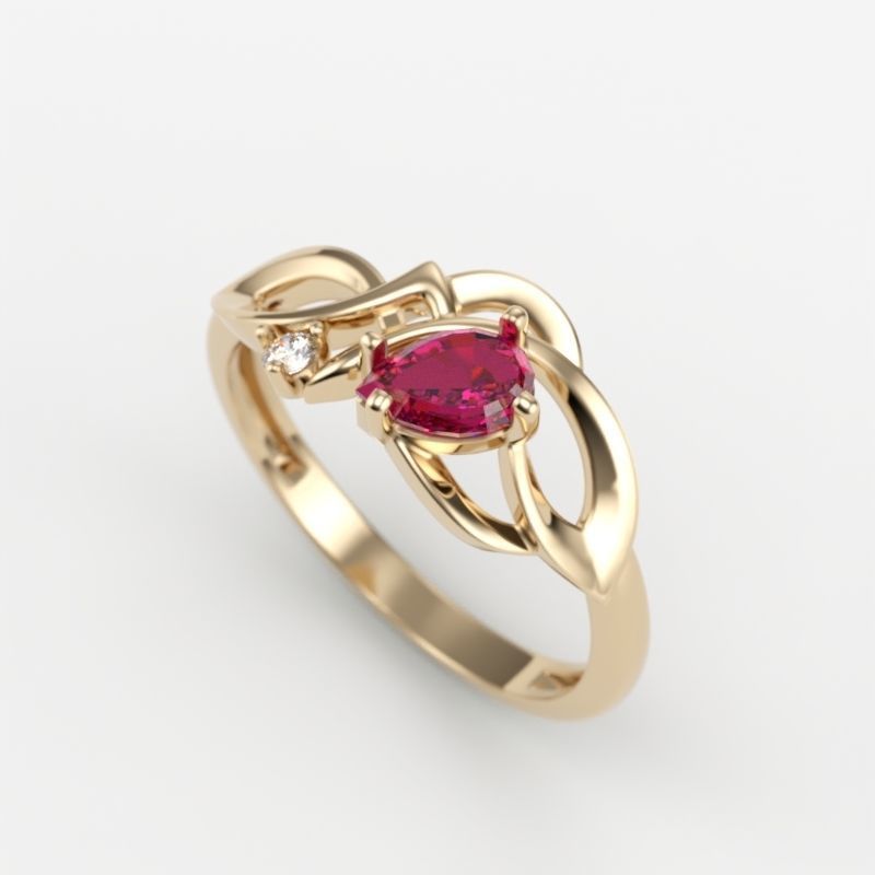 Design Women ring with gems 3dm stl 3D print model 3D print model_5