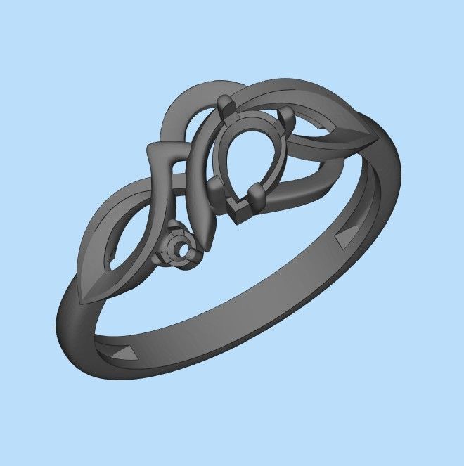 Design Women ring with gems 3dm stl 3D print model 3D print model_29