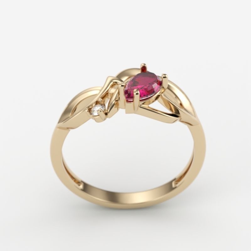 Design Women ring with gems 3dm stl 3D print model 3D print model_9