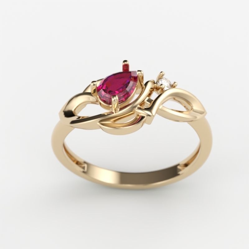 Design Women ring with gems 3dm stl 3D print model 3D print model_7