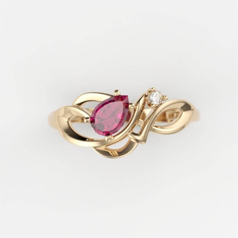 Design Women ring with gems 3dm stl 3D print model 3D print model_3