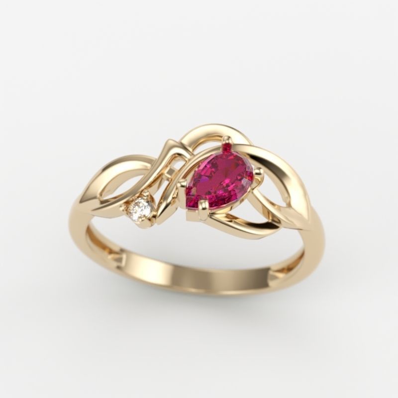 Design Women ring with gems 3dm stl 3D print model 3D print model_4