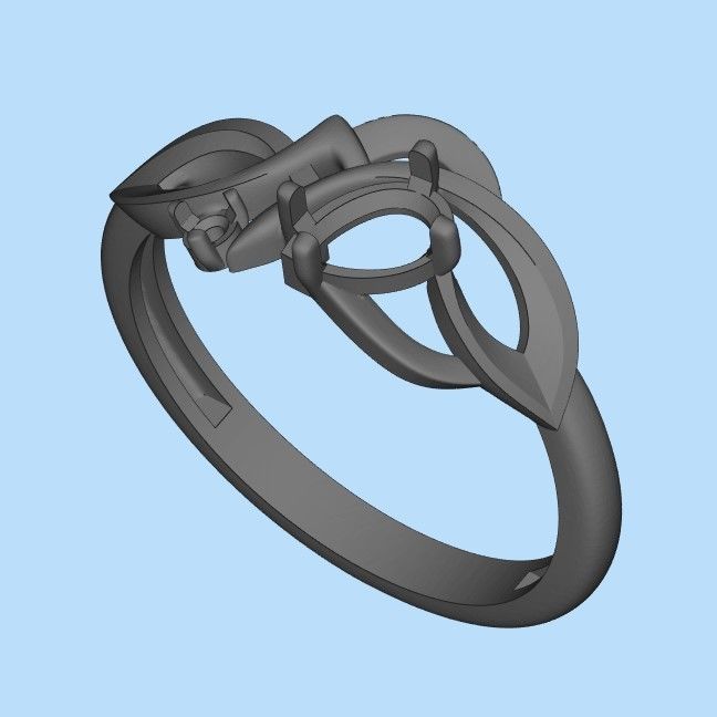 Design Women ring with gems 3dm stl 3D print model 3D print model_30