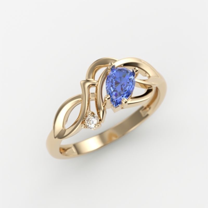 Design Women ring with gems 3dm stl 3D print model 3D print model_12