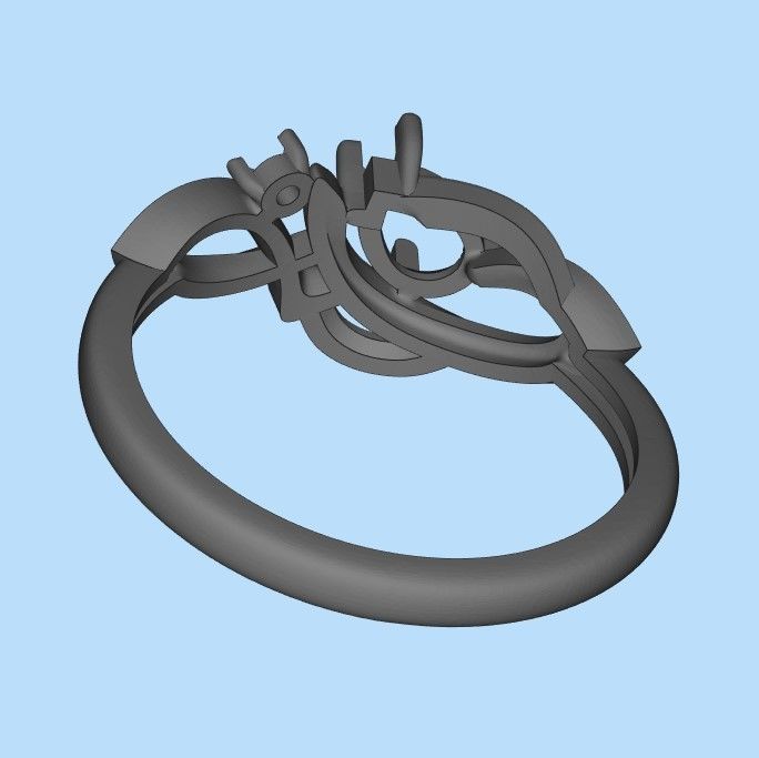 Design Women ring with gems 3dm stl 3D print model 3D print model_35