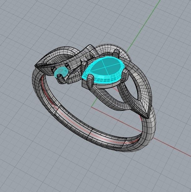 Design Women ring with gems 3dm stl 3D print model 3D print model_26